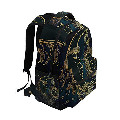 Sol Negro Luna Mochila Escolar Impermeable Mochilas Escolares para Estudiante Adolescentes Niñas Niños