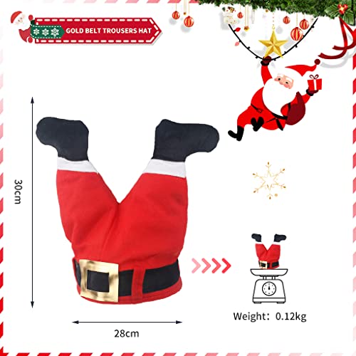 Sombrero de Papá Noel Sombrero de Navidad para hombres Mujeres Sombreros de Navidad de Navidad con cinturón dorado Pantalones Decoraciones para disfraces Suministros festivos para fiestas de Año Nuevo