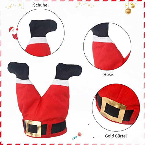 Sombrero de Papá Noel Sombrero de Navidad para hombres Mujeres Sombreros de Navidad de Navidad con cinturón dorado Pantalones Decoraciones para disfraces Suministros festivos para fiestas de Año Nuevo