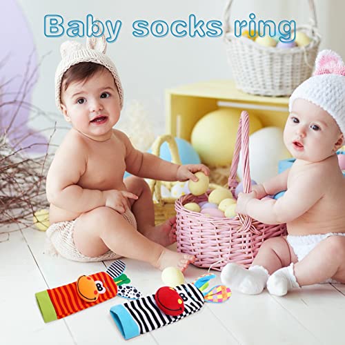 Sonajero Suave Para Bebés, Calcetines Para Bebés, Juguetes, Sonajero De Muñeca Y Buscador De Pies, Juego De Juguetes Educativos Para El Desarrollo Temprano, Regalo Para Bebés Recién Nacidos 0-18 Meses