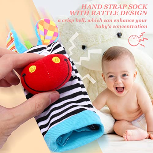 Sonajero Suave Para Bebés, Calcetines Para Bebés, Juguetes, Sonajero De Muñeca Y Buscador De Pies, Juego De Juguetes Educativos Para El Desarrollo Temprano, Regalo Para Bebés Recién Nacidos 0-18 Meses