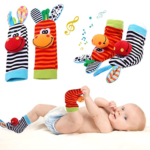 Sonajero Suave Para Bebés, Calcetines Para Bebés, Juguetes, Sonajero De Muñeca Y Buscador De Pies, Juego De Juguetes Educativos Para El Desarrollo Temprano, Regalo Para Bebés Recién Nacidos 0-18 Meses