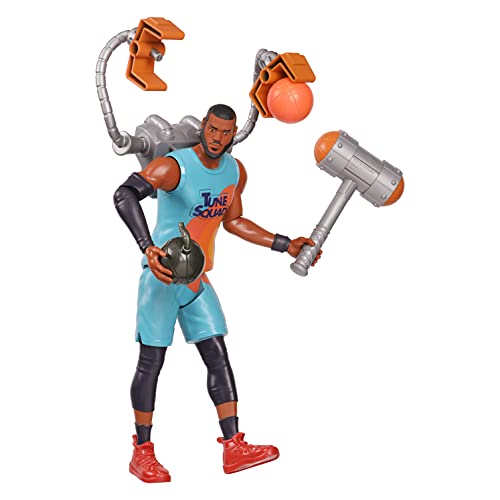 Space Jam 2: A New Legacy - Figura de acción articulada de 12 Pulgadas (12 Pulgadas), diseño Oficial de Lebron James con mazo, Bloqueador, Baloncesto y Accesorios de Pluma de Cesta