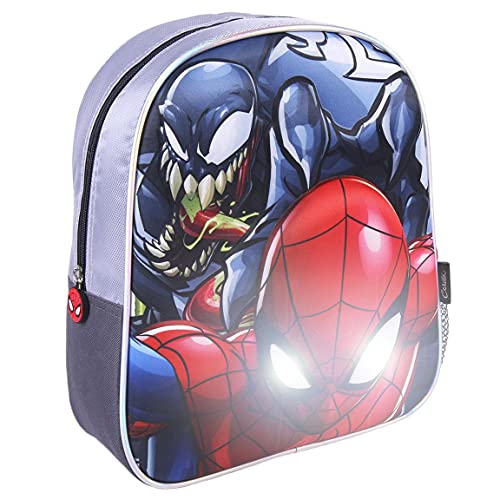 Spiderman Mochila para Niños, Mochila Diseño Venom y Spiderman, Mochila Luces 3D, Bolsa de Viaje Infantil, Regalo para Niños