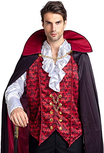 Spooktacular Creations - Disfraz de vampiro medieval renacentista de lujo para Halloween, diseño terrorífico para hombre, ideal para juegos de rol o cosplay, Rojo, Small