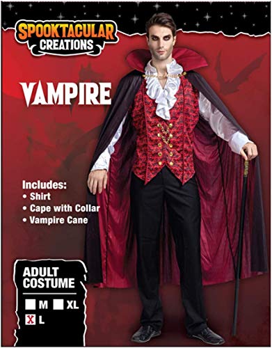 Spooktacular Creations - Disfraz de vampiro medieval renacentista de lujo para Halloween, diseño terrorífico para hombre, ideal para juegos de rol o cosplay, Rojo, Small