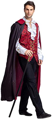 Spooktacular Creations - Disfraz de vampiro medieval renacentista de lujo para Halloween, diseño terrorífico para hombre, ideal para juegos de rol o cosplay, Rojo, Small