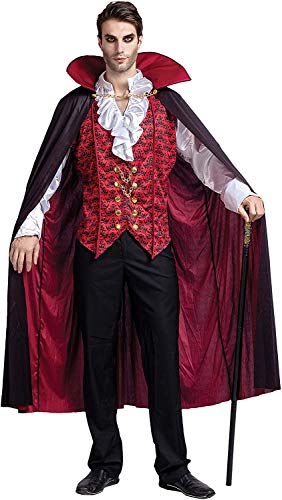 Spooktacular Creations - Disfraz de vampiro medieval renacentista de lujo para Halloween, diseño terrorífico para hombre, ideal para juegos de rol o cosplay, Rojo, Small