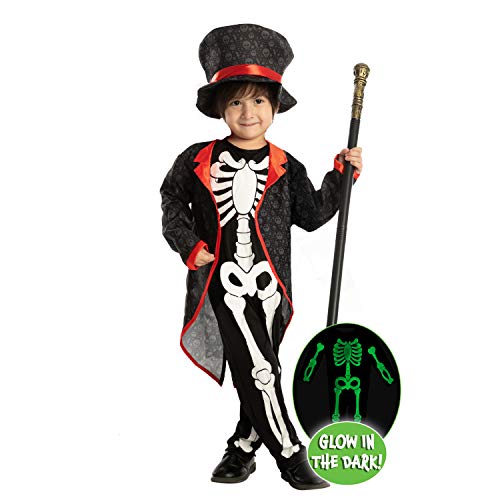 Spooktacular Creations Happy Skeleton Costume Toddler Child Glow in The Dark for Kids Halloween (Toddler( 3- 4yrs ))