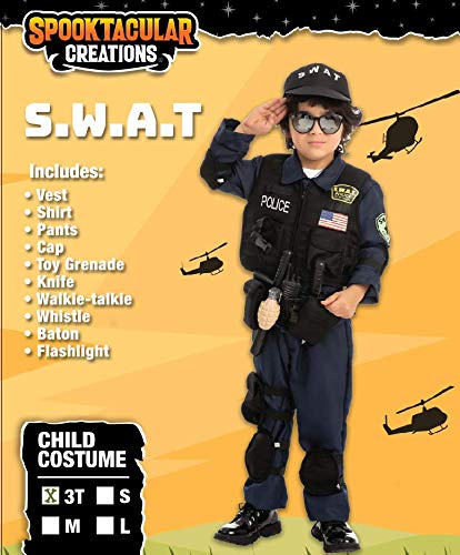 Spooktacular Creations Police SWAT Costume for Kids Halloween Cosplay, S.W.A.T. Police Officer (Toddler( 3- 4yrs ))