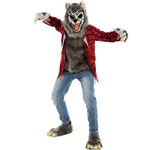 Spooktacular Creations Red Werewolf Halloween Kids Costume with Mask, Gloves and Shoes (X-Large (13-15 yrs ))