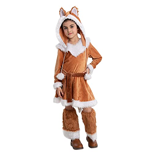 Spooktacular Creations Sweet Girls Fox Costume Set for Halloween Dress Up Party, Role-Playing, Carnival Cosplay, Jungle-Themed Party (Large ( 10- 12 yrs))