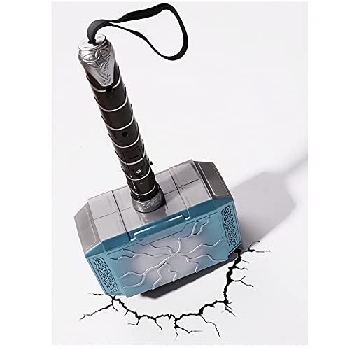 SPOTOR Thor Martillo Modelo 28cm con Luz LED Y Sonido Thor's Hammer Martillo para NiñOs Juguetes Interactivos para Padres E Hijos Juego De Roles Vengadores Héroes Thor's Hammer