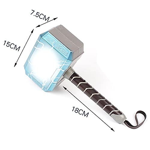 SPOTOR Thor Martillo Modelo 28cm con Luz LED Y Sonido Thor's Hammer Martillo para NiñOs Juguetes Interactivos para Padres E Hijos Juego De Roles Vengadores Héroes Thor's Hammer