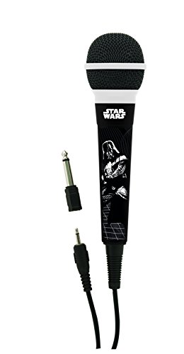 Star Wars MIC100SW Micrófono dínámico con Conector 3,5 mm y Adaptador de 6,3 mm, Ideal para Karaoke (Lexibook, color negro