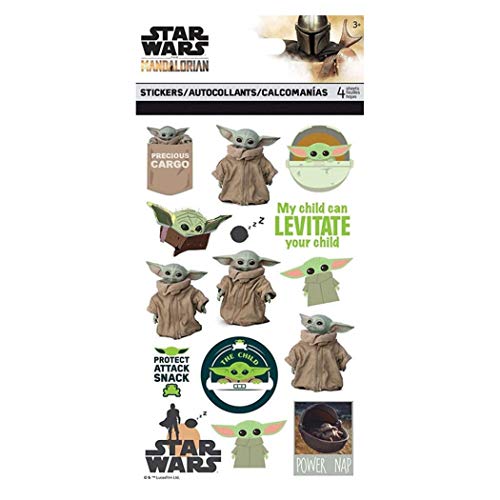 Star Wars The Mandalorian Memory® con imágenes de Baby Yoda + 1 adhesivo de mandaloriano de Star Wars