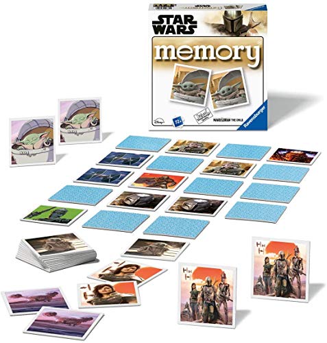 Star Wars The Mandalorian Memory® con imágenes de Baby Yoda + 1 adhesivo de mandaloriano de Star Wars