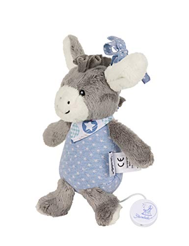 Sterntaler Peluche Musical Emmi el Burro, Mecanismo Musical Integrado, Tamaño: S, Gris/Azul