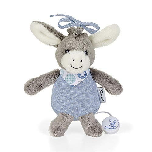 Sterntaler Peluche Musical Emmi el Burro, Mecanismo Musical Integrado, Tamaño: S, Gris/Azul