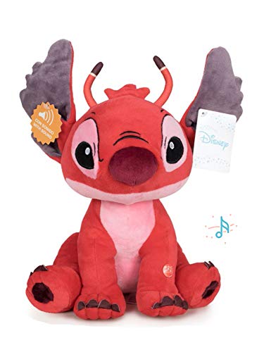 STITCH Lilo&Stitch - Peluche Leroy Rojo con Sonido 11'41"/29cm Calidad Super Soft