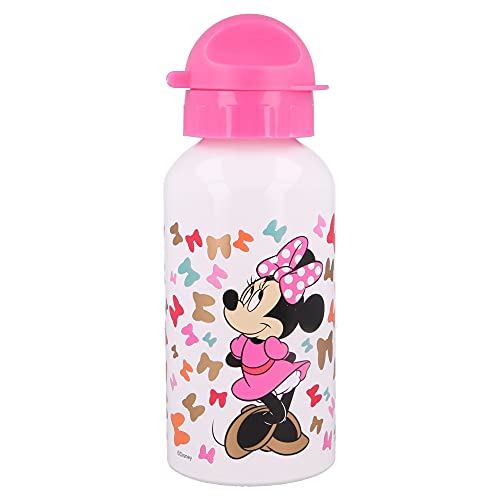 Stor Minnie Mouse | Botella De Aluminio para Niños - Cantimplora Infantil - Botella de Agua Reutilizable - 500 ML