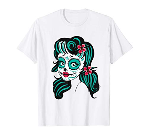 Sugar Skull Día de los Muertos México Calaveras Mujer Tattoo Camiseta