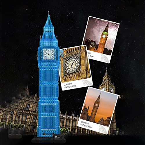 Sunery Arquitectura London Big Ben de bloques de construcción con luz LED, arquitectura DIY modelo de construcción, 1337 piezas de bloques de montaje para adultos, idea de regalo para coleccionistas