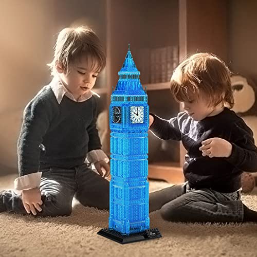 Sunery Arquitectura London Big Ben de bloques de construcción con luz LED, arquitectura DIY modelo de construcción, 1337 piezas de bloques de montaje para adultos, idea de regalo para coleccionistas