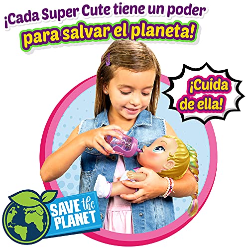 Super Cute Muñeca Superheroína Regi con biberón mágico, Mascota Snowball, Ropa Reversible y Accesorios