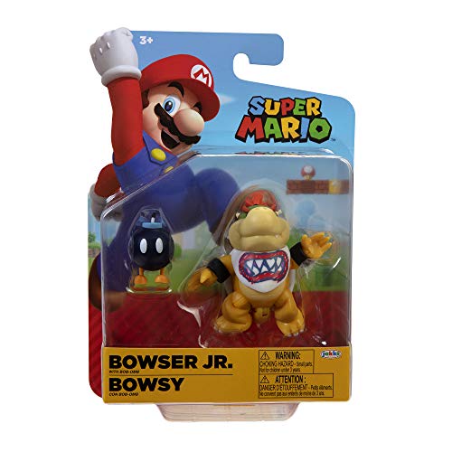 Super Mario Bowser Jr Figura de acción de Juguete Coleccionable de 4 Pulgadas con Accesorio Bob-Omb