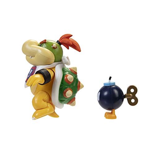 Super Mario Bowser Jr Figura de acción de Juguete Coleccionable de 4 Pulgadas con Accesorio Bob-Omb