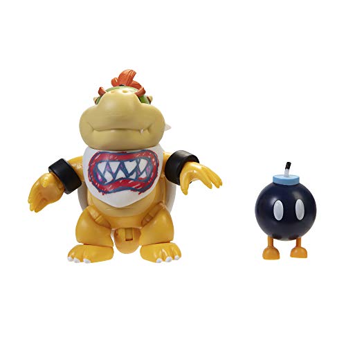 Super Mario Bowser Jr Figura de acción de Juguete Coleccionable de 4 Pulgadas con Accesorio Bob-Omb