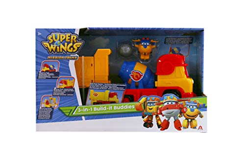 Super Wings Build-It Buddies | Remi and Donnie | Juego de Juego Grande 3 en 1 y Figura de 5 cm