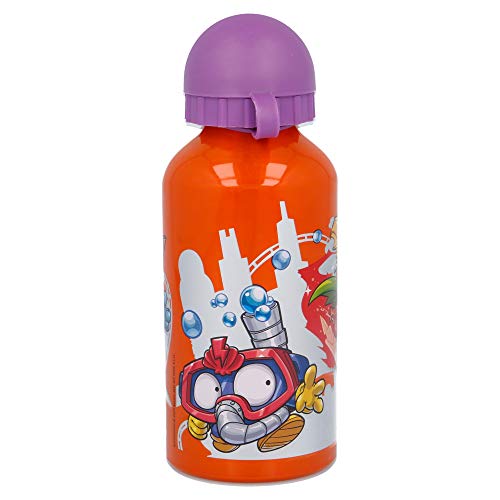 Super Zings | Botella De Aluminio Para Niños - Cantimplora infantil - Botella de agua reutilizable - 400 ML