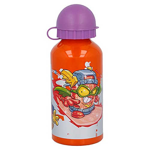 Super Zings | Botella De Aluminio Para Niños - Cantimplora infantil - Botella de agua reutilizable - 400 ML