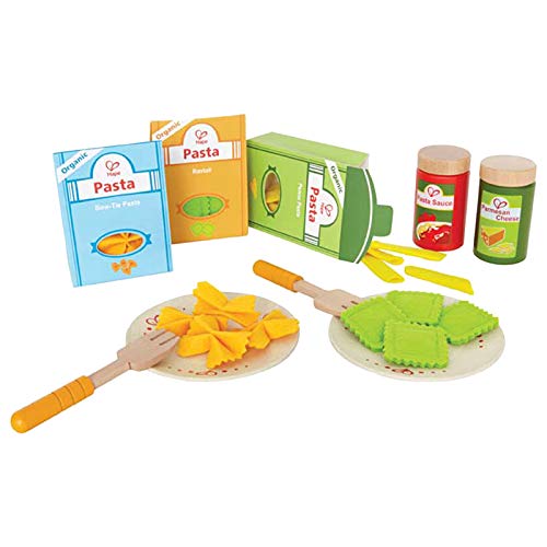 Surtido pasta de Hape, juego de chef y cocina de pasta de madera, papel y fieltro