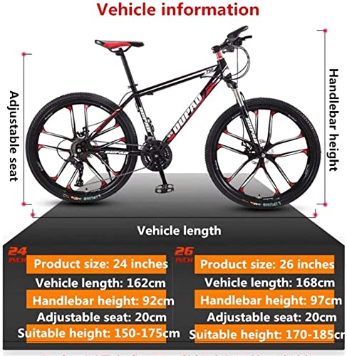 SUYUDD Bicicletas De Montaña, Bicicleta De Montaña De 24 Pulgadas, Aleación De Aluminio, Campo a Través, Ligero, Velocidad Variable, para Jóvenes, Bicicleta De Tres Ruedas para Hombres Y Mujeres