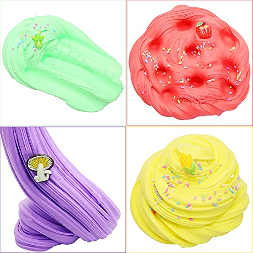 SWZY Slime Fluffy,Slime, flufly Cloud Slime ,con maíz, Verduras, repollo, maní, Hongo, Manzana,Slime para Niño y niña, Stress Relief Toy 6 Colores