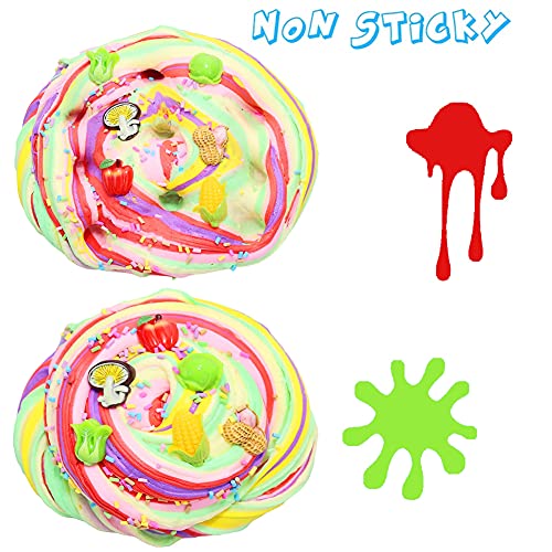 SWZY Slime Fluffy,Slime, flufly Cloud Slime ,con maíz, Verduras, repollo, maní, Hongo, Manzana,Slime para Niño y niña, Stress Relief Toy 6 Colores