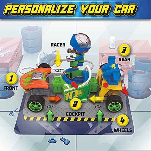 T-RACERS Serie 2 – Coche y piloto sorpresa coleccionable. Coche desmontable por partes y con piezas intercambiables