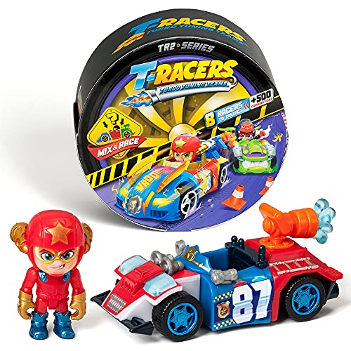 T-RACERS Serie 2 – Coche y piloto sorpresa coleccionable. Coche desmontable por partes y con piezas intercambiables