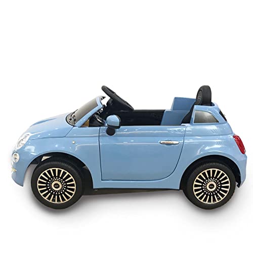 Tachan - Vehiculo electrico Fiat 500 Azul para niños, bateria 6v y con Radio Control r/c 2.4g, Luces, claxon y Encendido (711T00643 CPA Toy GROPU Trading S.L.)