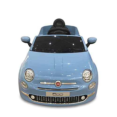 Tachan - Vehiculo electrico Fiat 500 Azul para niños, bateria 6v y con Radio Control r/c 2.4g, Luces, claxon y Encendido (711T00643 CPA Toy GROPU Trading S.L.)