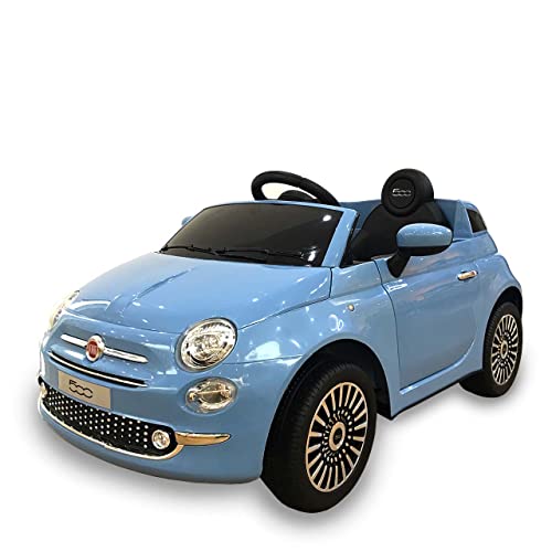 Tachan - Vehiculo electrico Fiat 500 Azul para niños, bateria 6v y con Radio Control r/c 2.4g, Luces, claxon y Encendido (711T00643 CPA Toy GROPU Trading S.L.)