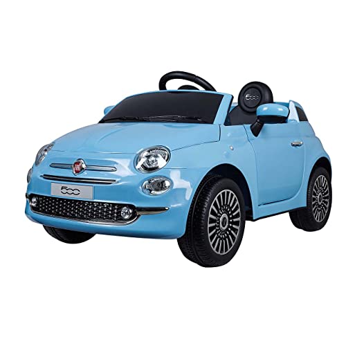 Tachan - Vehiculo electrico Fiat 500 Azul para niños, bateria 6v y con Radio Control r/c 2.4g, Luces, claxon y Encendido (711T00643 CPA Toy GROPU Trading S.L.)