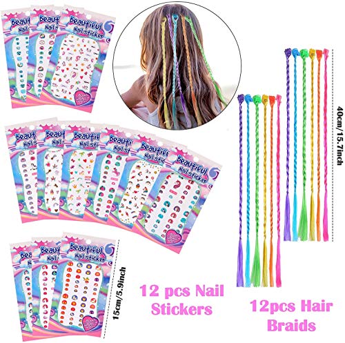 Tacobear 96 Piezas SPA Articulos de Fiesta para Niña Pegatinas Uñas Unicornio Bolsa de Fiesta Lima de Uñas Separador Dedos Pie Pelo Trenzas Antifaz para Dormir Set Fiesta Cumpleaños para Niña Ninos