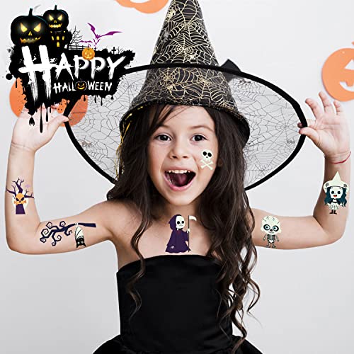 Tatuajes Temporales Niños Pegatinas Halloween,30 Hojas, 326 Piezas Tatuajes Luminosos de Dibujos Estilo Mixto - Tatoos Infantiles ,Calcamonias para Niños Tatuajes - Accesorios de Decoración Halloween