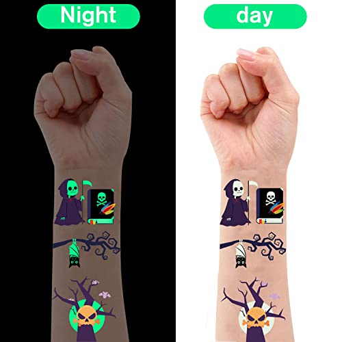 Tatuajes Temporales Niños Pegatinas Halloween,30 Hojas, 326 Piezas Tatuajes Luminosos de Dibujos Estilo Mixto - Tatoos Infantiles ,Calcamonias para Niños Tatuajes - Accesorios de Decoración Halloween