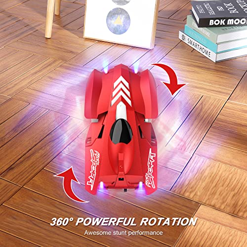 tech rc Mini Coche de Control Remoto, Coche Teledirigido con Modo de Pared/ Suelo, Rotación de 360°, Coche RC Multifuncional Adecuado para Vidrio, Pared, Techo y Suelo, Buen Regalo para Niños