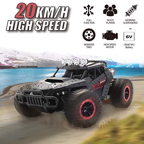 Tech rc1: 16 Coche de Control Remoto, Camión de Coche Teledirigido Todoterreno RC de 2,4 GHz, con 2 Baterías Recargables, 25+ Minutos de Juego， Buen Regalo para Niños